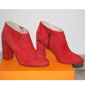 Kate Spade darota red suede ankle bootie boots heels size 6.5 nwot